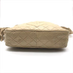 Chanel CC Logo Quilted Lambskin Fringe Shoulder Bag Beige Purse — view 3