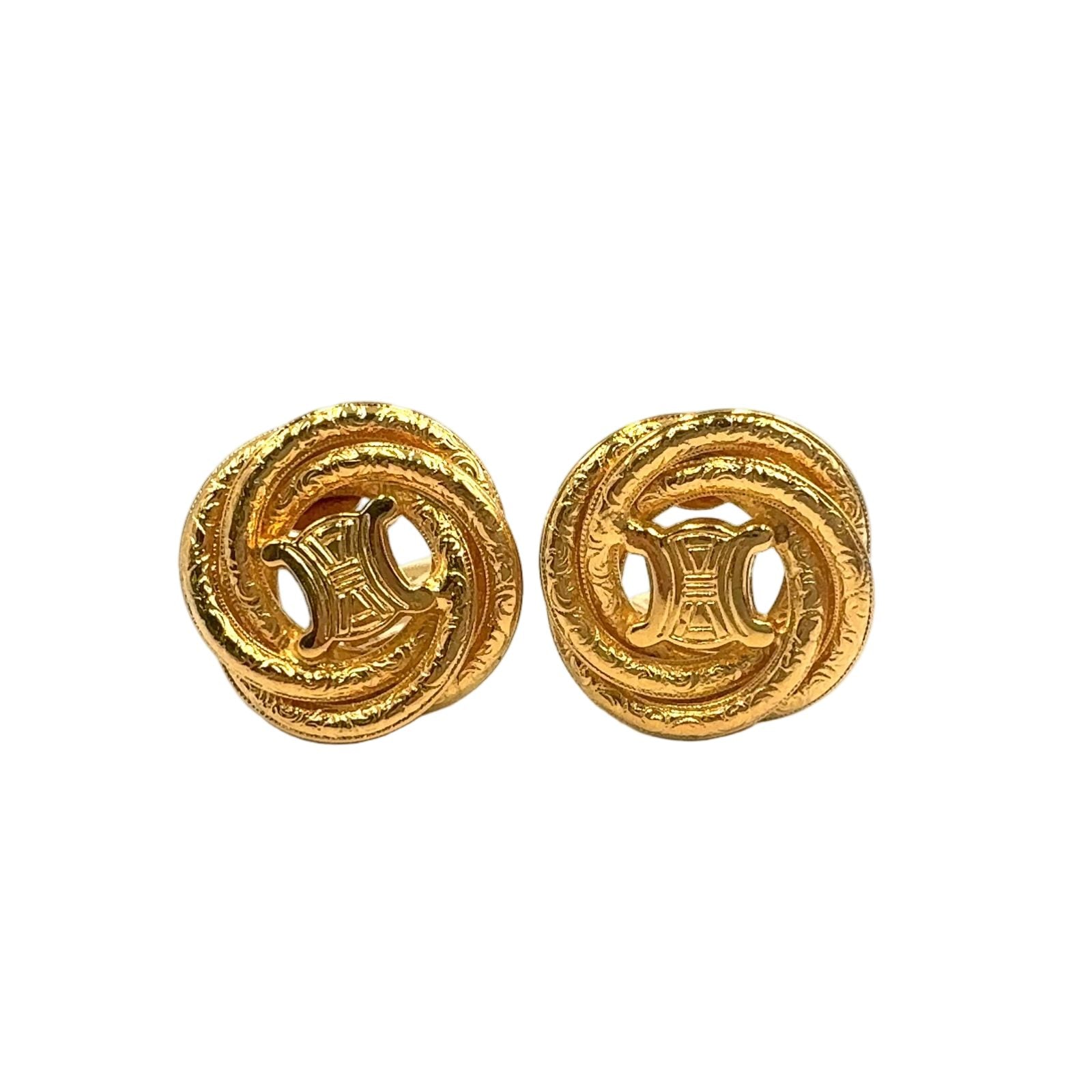Celine Triomphe Gold Plated Earrings