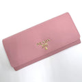 Prada Wallet with Pass Case Saffiano Leather Pink Gold