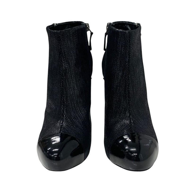 Chanel Boots Short Shoes Leather Black Coco Mark Metallic — view 2
