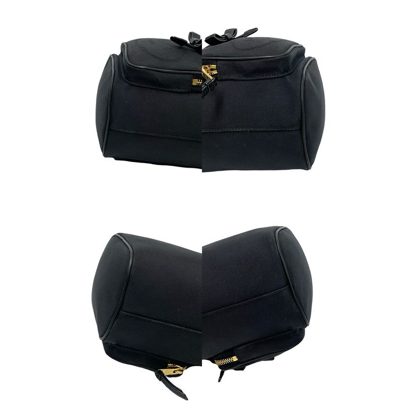 Prada Duet Logo Leather Canvas 2-Way Mini Shoulder Bag Handbag