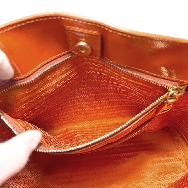 Prada 2 way Bag Orange Patent Leather 103 — view 5