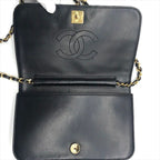 Chanel CC Logo Quilted Lambskin Push Lock Chain Shoulder Bag Black — view 7