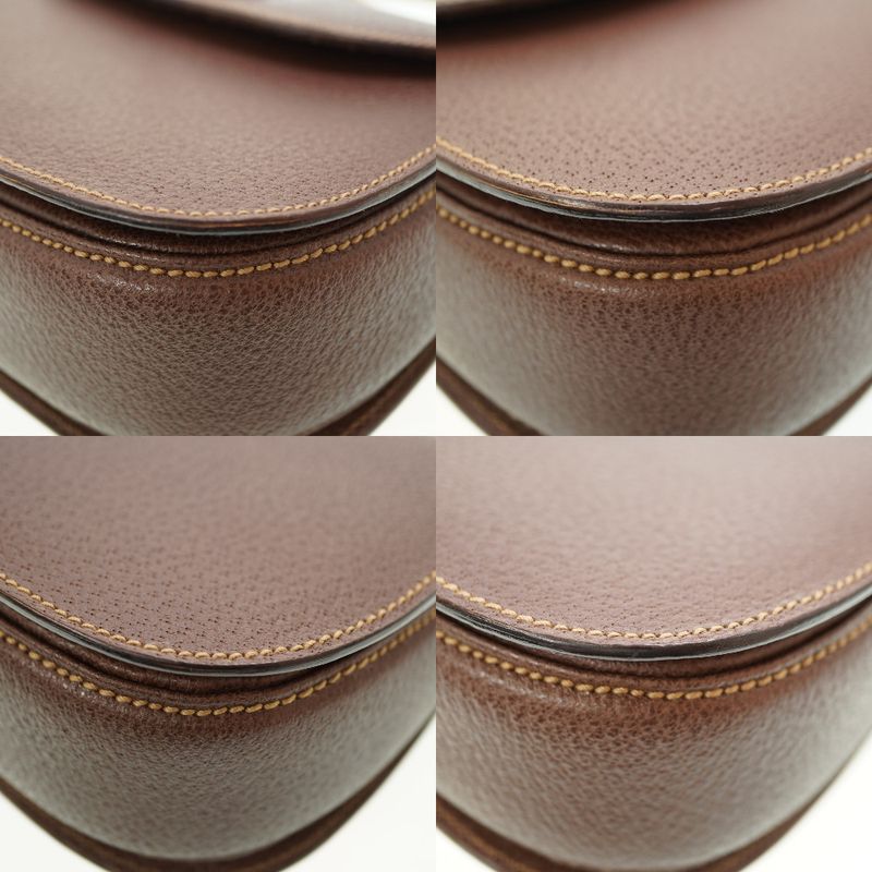 Gucci Bamboo Shoulder Handbag Leather Brown 0084 Vintage With Strap — view 7
