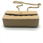 Chanel CC Logo Mini Quilted Turnlock Shoulder Bag Beige — view 4