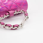Chanel Charm Metallic Pink Silver Quilted Pouch With Hook Ears — view 5