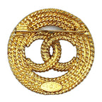 Chanel CC Logo Circle Gold Plated Brooch 28 — view 2