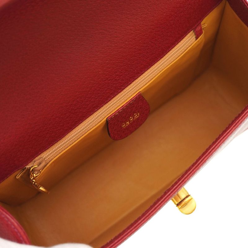 Gucci Bamboo 2-Way Shoulder Handbag Leather Red 0015 Stop — view 5