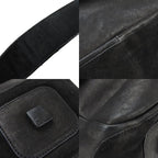 Celine Shoulder Bag Leather Halaco Suede Black Silver Hardware — view 4