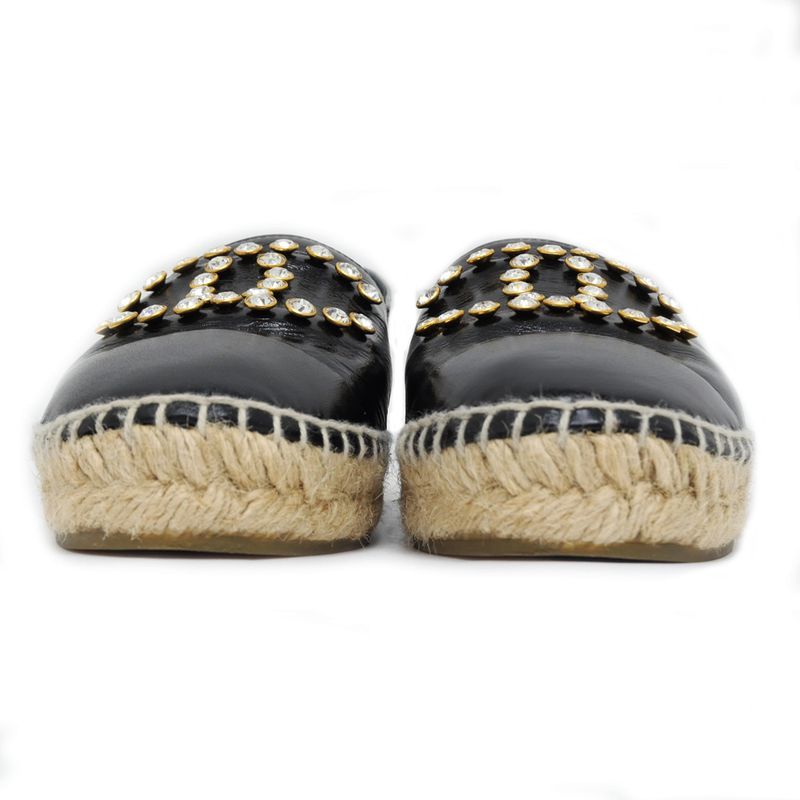 Chanel Espadrilles Coco Mark Bijoux Black Patent Leather 20 C 37 — view 4
