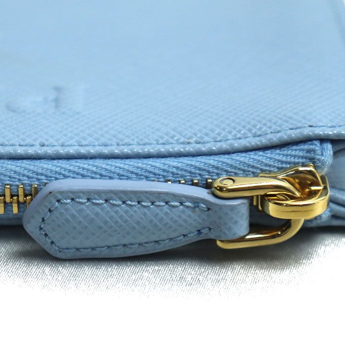 Prada Saffiano Embossed Logo Fragment Case Card Light Blue 1 Mc079 Coin — view 5