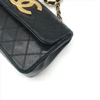 Chanel Big CC Logo Bicolor Push Lock Mini Quilted Chain Shoulder Bag Black — view 5