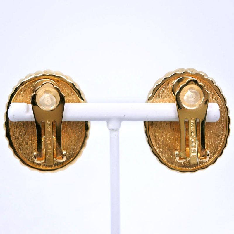 Christian Dior Vintage Gold Plated Blue 35.5 g Earrings — view 4