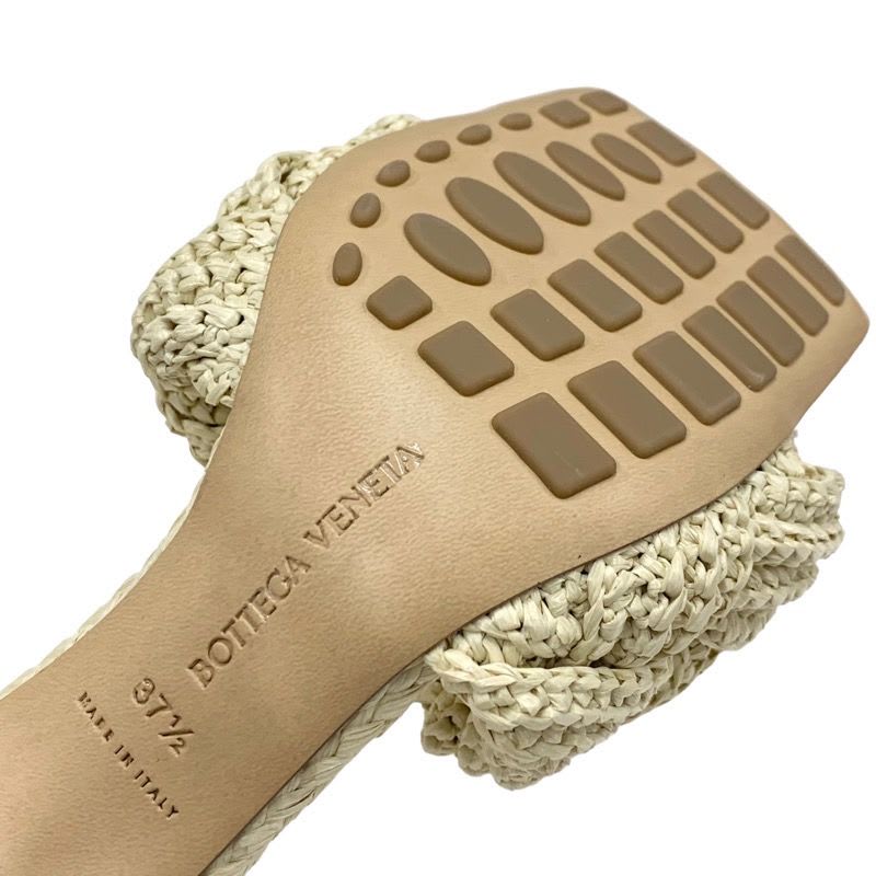Bottega Veneta Lido Sandals Mule Shoes Intrecciato Raffia Beige — view 8