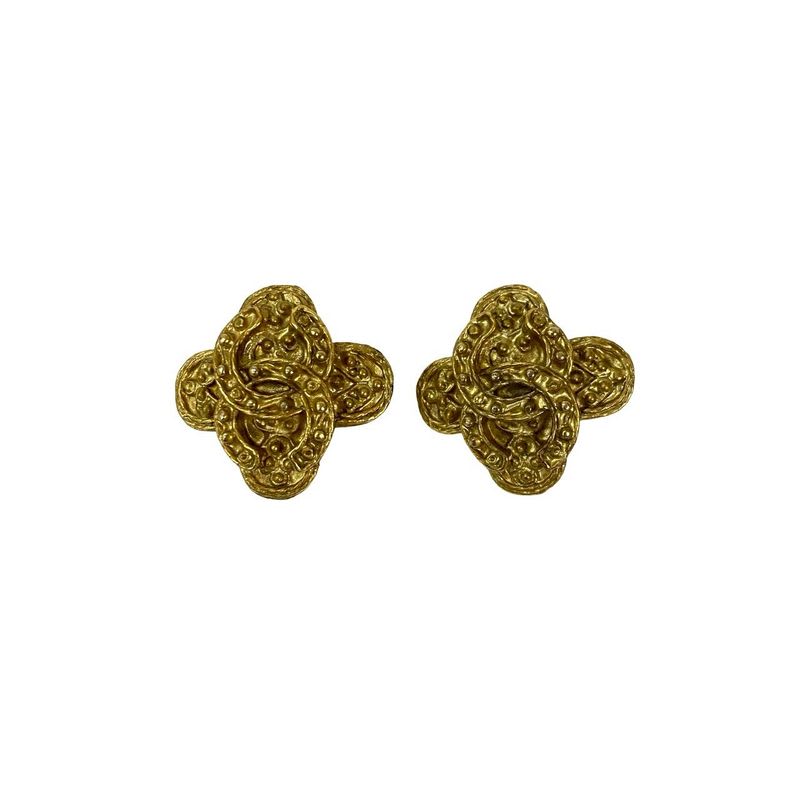 Chanel Vintage Coco Mark Motif GP Earrings Accessory 94A — view 6