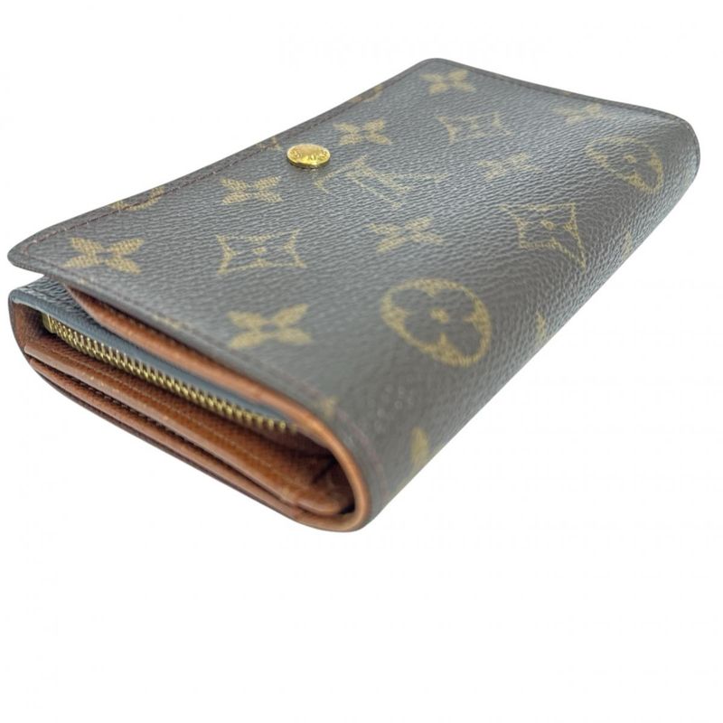 Louis Vuitton Monogram L-shaped Zipper Porte Monnaie Vie Tresor Fold — view 4