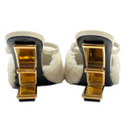Fendi First Sandals Mule Party Shoes Metal Heel Sheepskin Beige — view 5