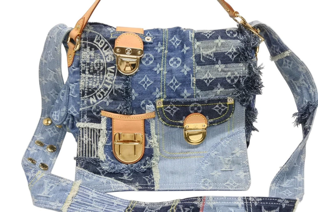 Louis Vuitton Patchwork Posty Messenger Bag Monogram Denim Blue — view 2