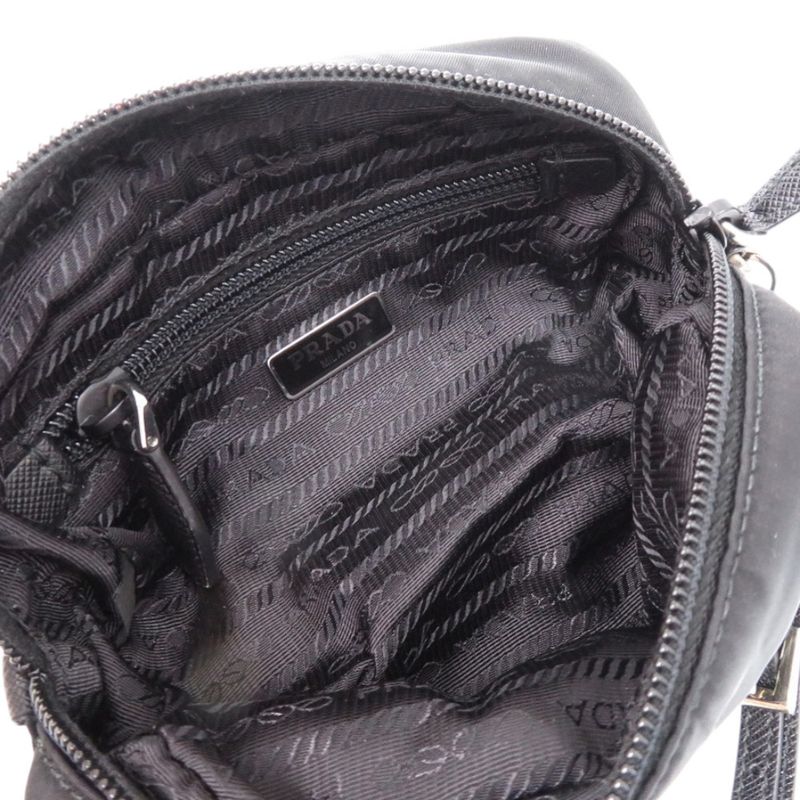 Prada 1 Ne175 Nylon with Strap Silver Hardware Black Pouch 0351 — view 7
