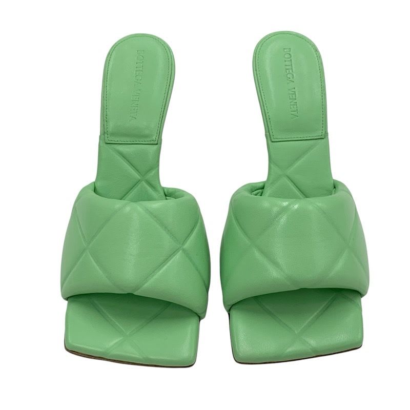 Bottega Veneta Lido Sandals Shoes Leather Light Green Mules Intrecciato — view 2