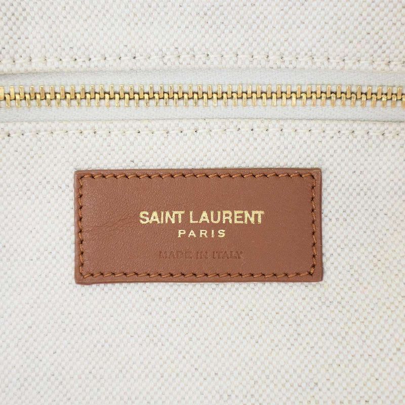 Saint Laurent Paris Leather Trimmed Canvas Duffel Bag 09 23 Brownish — view 5