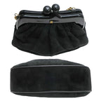Chanel Clasp Chain Shoulder Bag Suede Xplastic Black Gdhardware — view 5