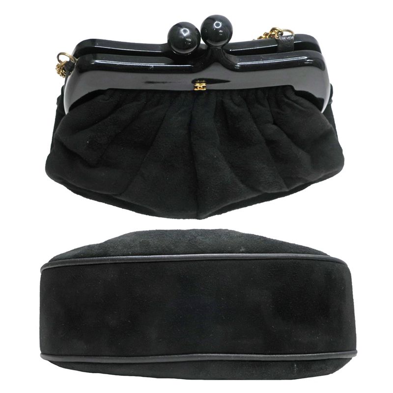 Chanel Clasp Chain Shoulder Bag Suede Xplastic Black Gdhardware — view 5