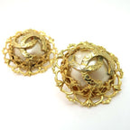 Chanel Earrings 29 Engraved Vintage Coco Mark GP Faux Pearl Round — view 4