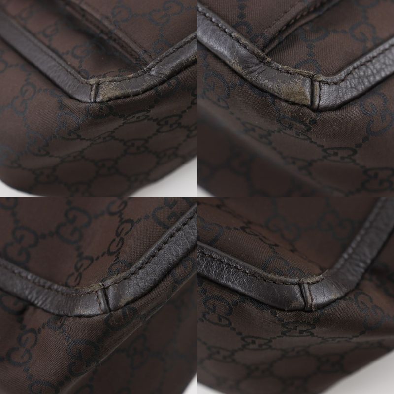 Gucci Abbey Line Outlet GG Nylon Canvas Brown Tote Bag — view 4