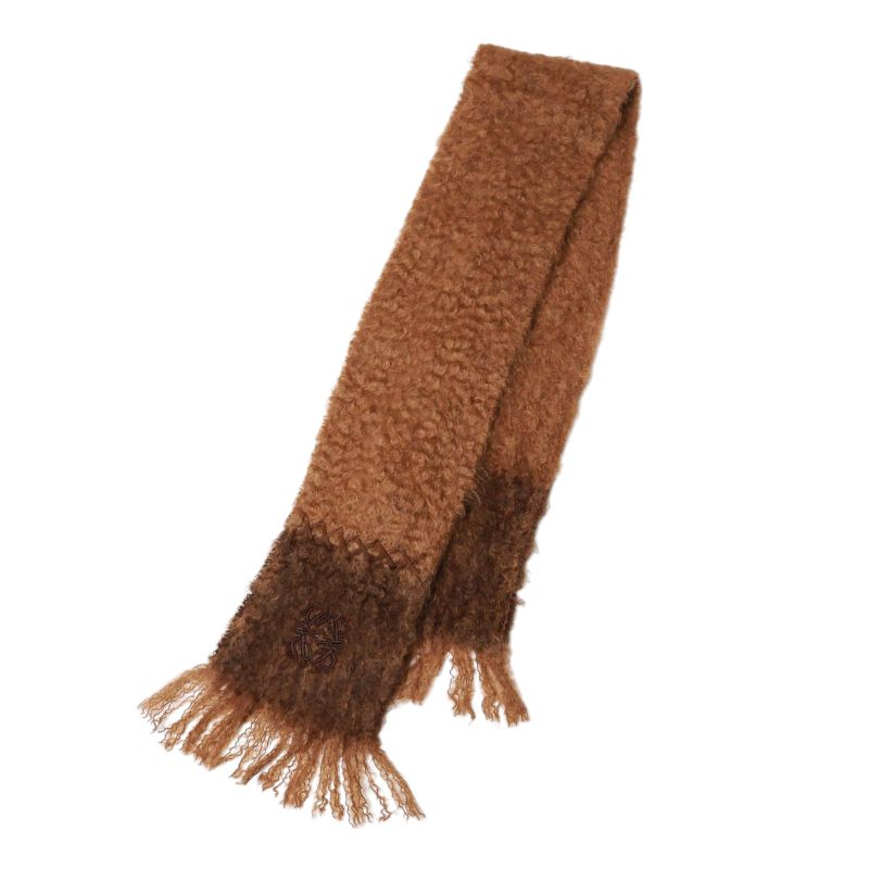 Loewe Scarf Anagram Logo Embroidery Shawl Fur Mohair — view 3