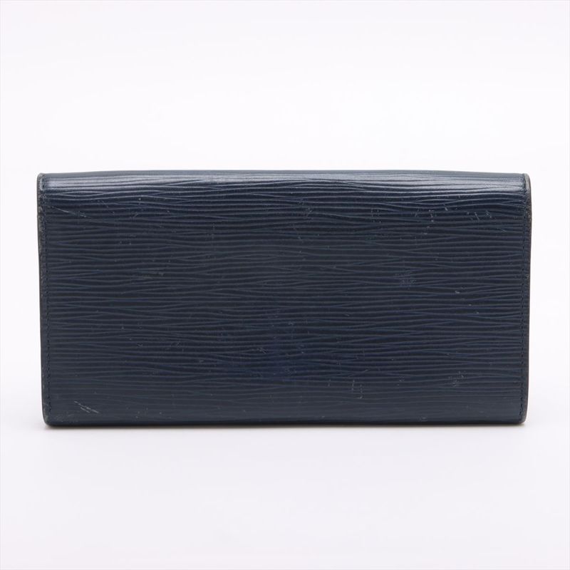 Louis Vuitton Epi Portefeuille Emilie Zipper Long Wallet Andigo Blue — view 6