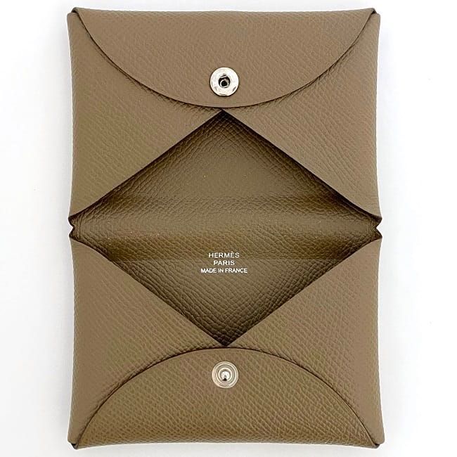 Hermes Card Case Calvi Beige Etoupe — view 7