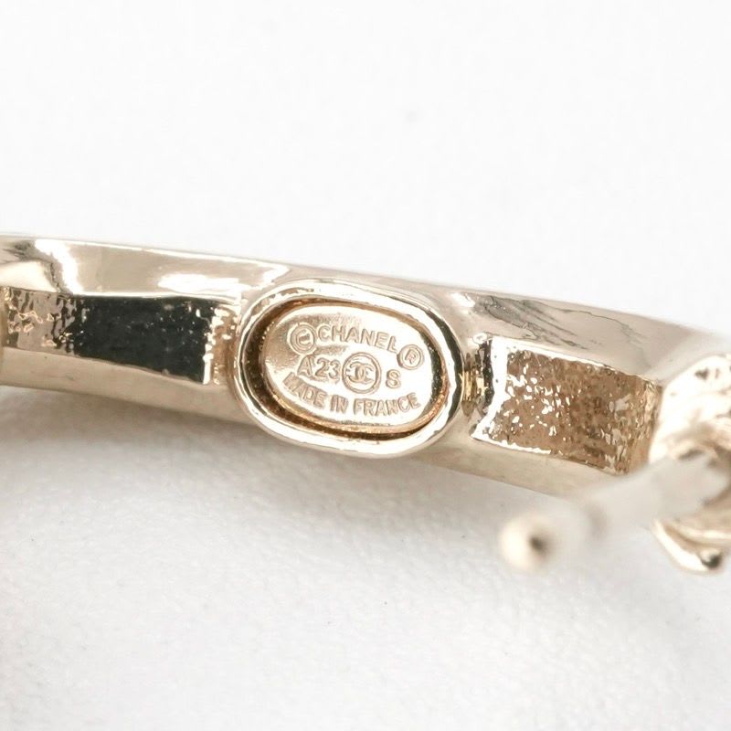 Chanel Earrings Gold Coco Mark Rhinestone Half Hoop — view 6