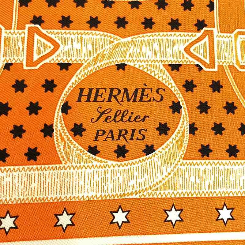 Hermes Carre 55 Apron D'or Golden Spur Silk Scarf Orange — view 4