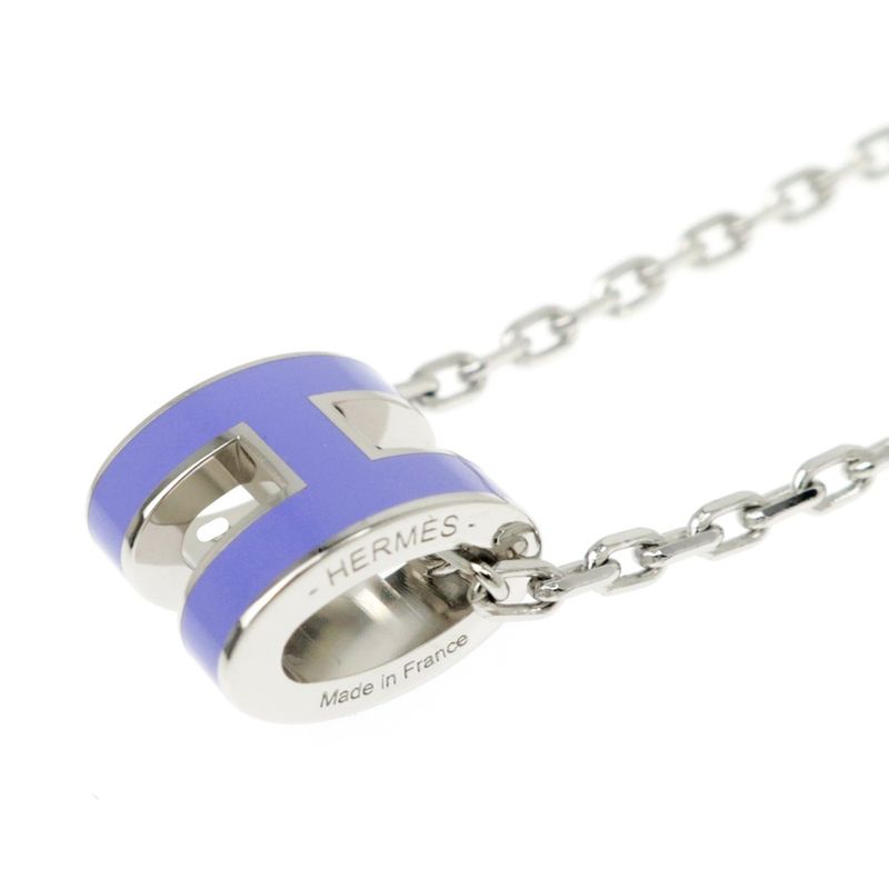 Hermes Necklace Pop Ash Mini Pendant H Lila Silver-color Accessories — view 4