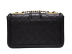 Chanel S Flap Chain Shoulder Bag CC Logo Lambskin Black Gold — view 3