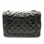 Chanel CC Logo Quilted Calf Enamel Full Flap Chain Shoulder Bag Black — view 2