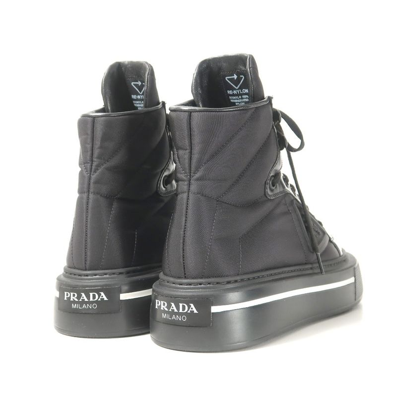 Prada Macro HIGH TOP Sneakers Size 37 Cut Triangle Logo Re-nylon — view 3