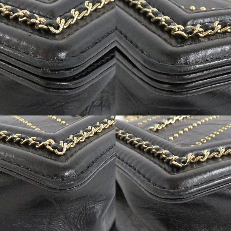 Chanel Boy 20 Chain Shoulder Flap Bag Cuff Black Studs — view 8