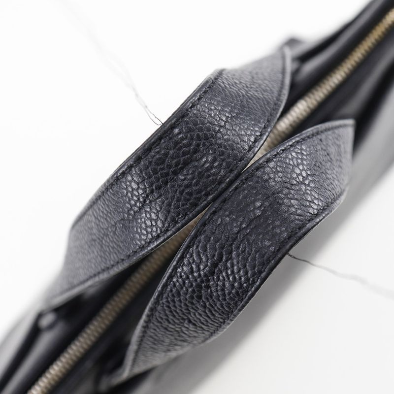 Chanel Logo Caviar Leather Black Handbag — view 5
