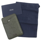 Christian Dior 2 flg Saddle Logo Magnet Gravity Leather Card Holder Case — view 3