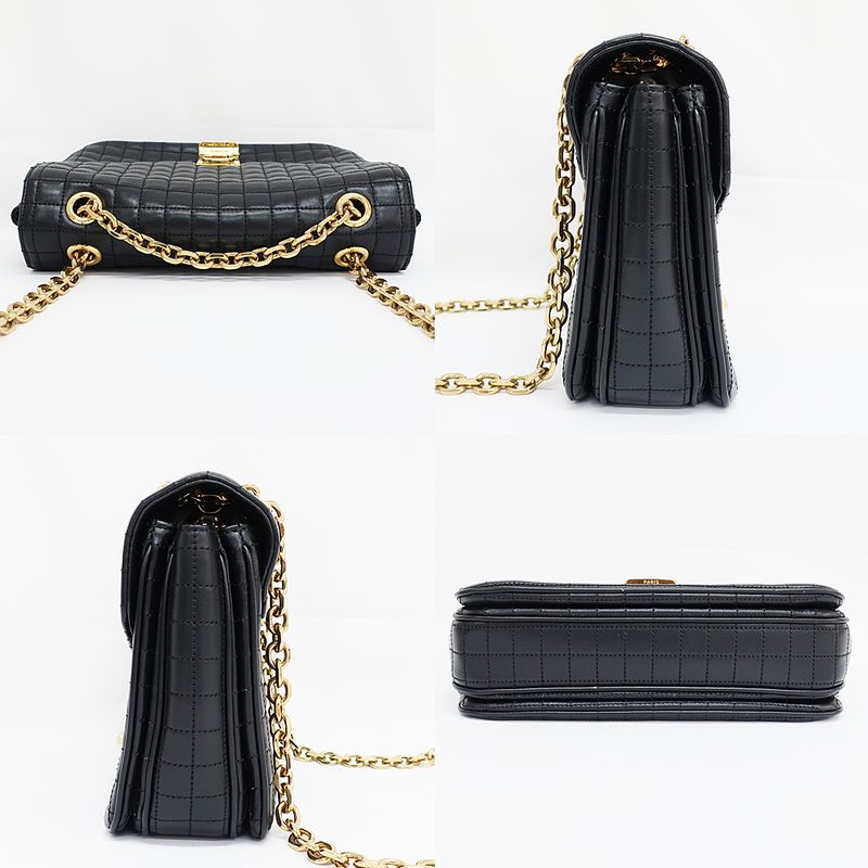 Celine Chain Shoulder Bag Quilted Black Gold Hardware Leather — view 4