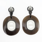 Hermes Earrings Fidelio Village PM Buffalo Horn Dark Brown White — view 3