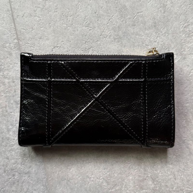 Christian Dior Ama Patent Leather Fold Wallet Card Case Coin Compact — view 6