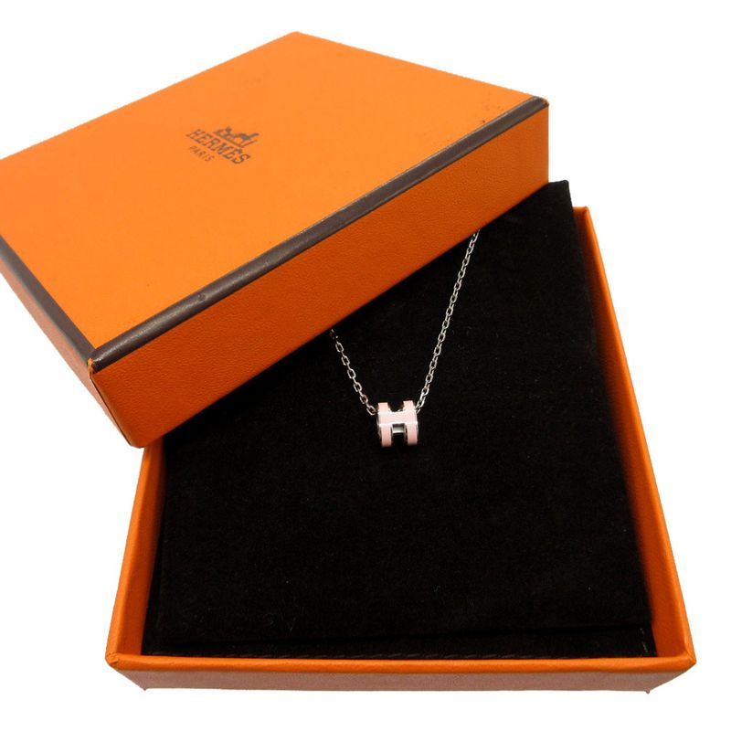 Hermes Pop Ash Mini Necklace Metal Pink Silver 1635 — view 3