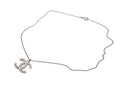 Chanel CC Logo Square Rhinestone Necklace 48 Silver Metal