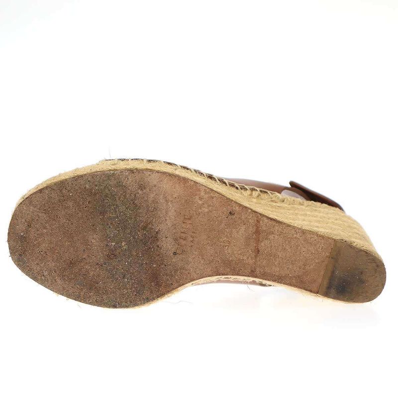 Celine Espadrille Open Toe Leather Wedge Sole Sandals Cspc Brown 35 — view 3