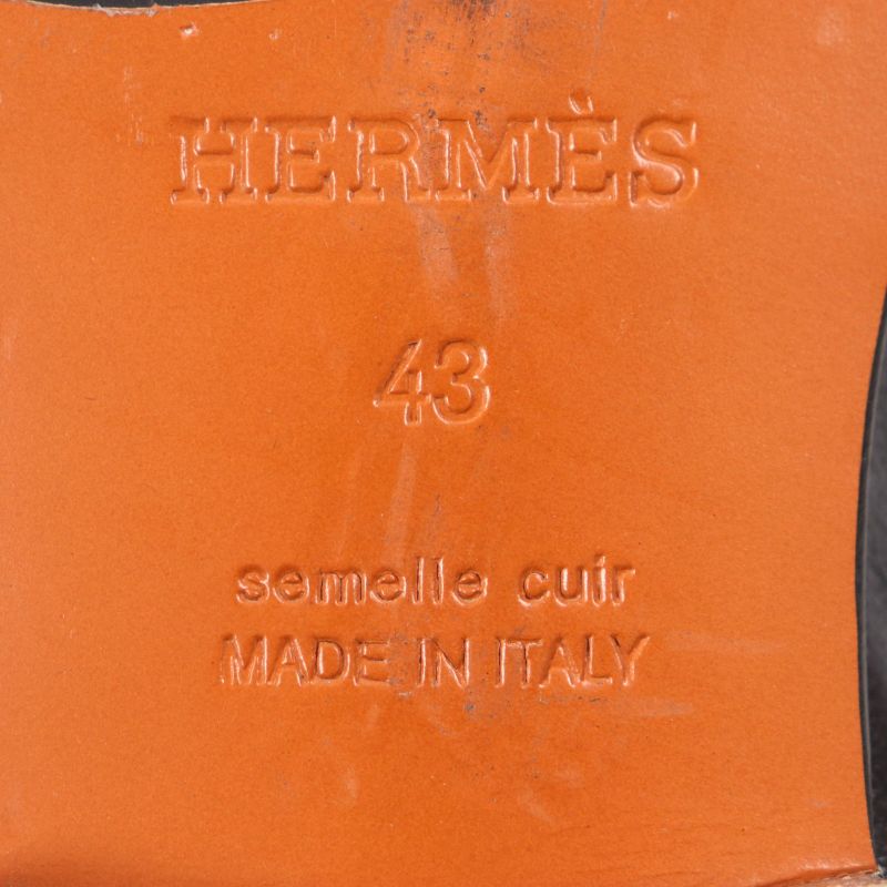 Hermes 2023 Leather Silver Hardware H Logo Square Toe 2 way Loafer — view 9