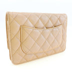 Chanel Classic Chain Wallet Quilted Long In Calf And Caviar Leather Beige — view 3