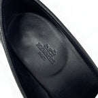 Hermes Royale Loafers Leather Shoes Black White Hhardware Fringe — view 7